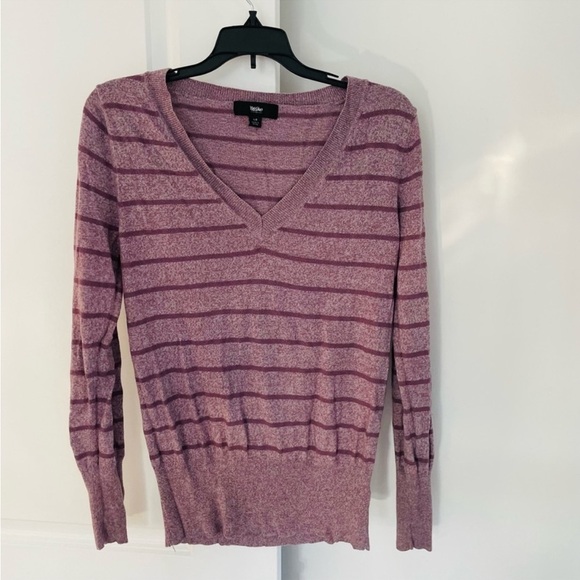 Mossimo V-Neck Striped Sweater Purple Size L - Picture 1 of 10